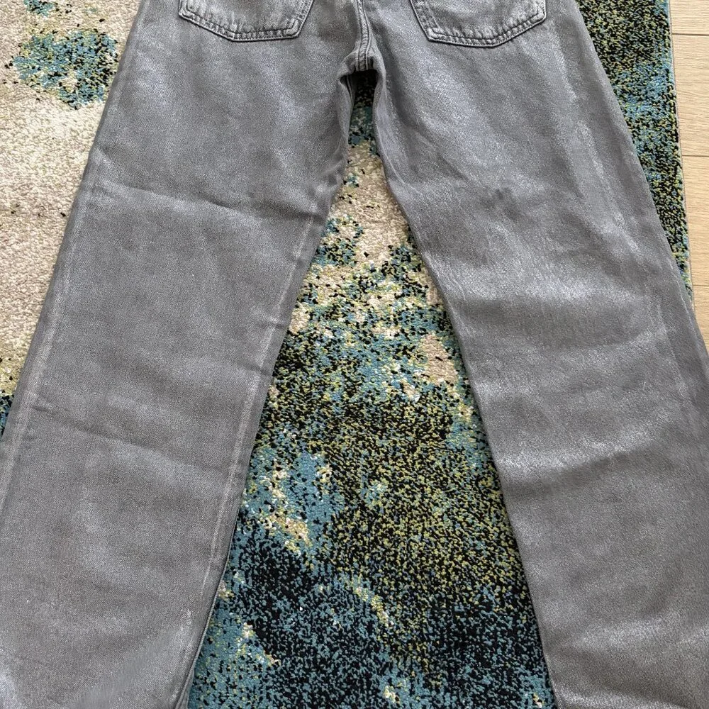 ZARA Metallic High-Waisted Straight Leg Jeans - FREE SHIPPING! - Picture 3 of 5